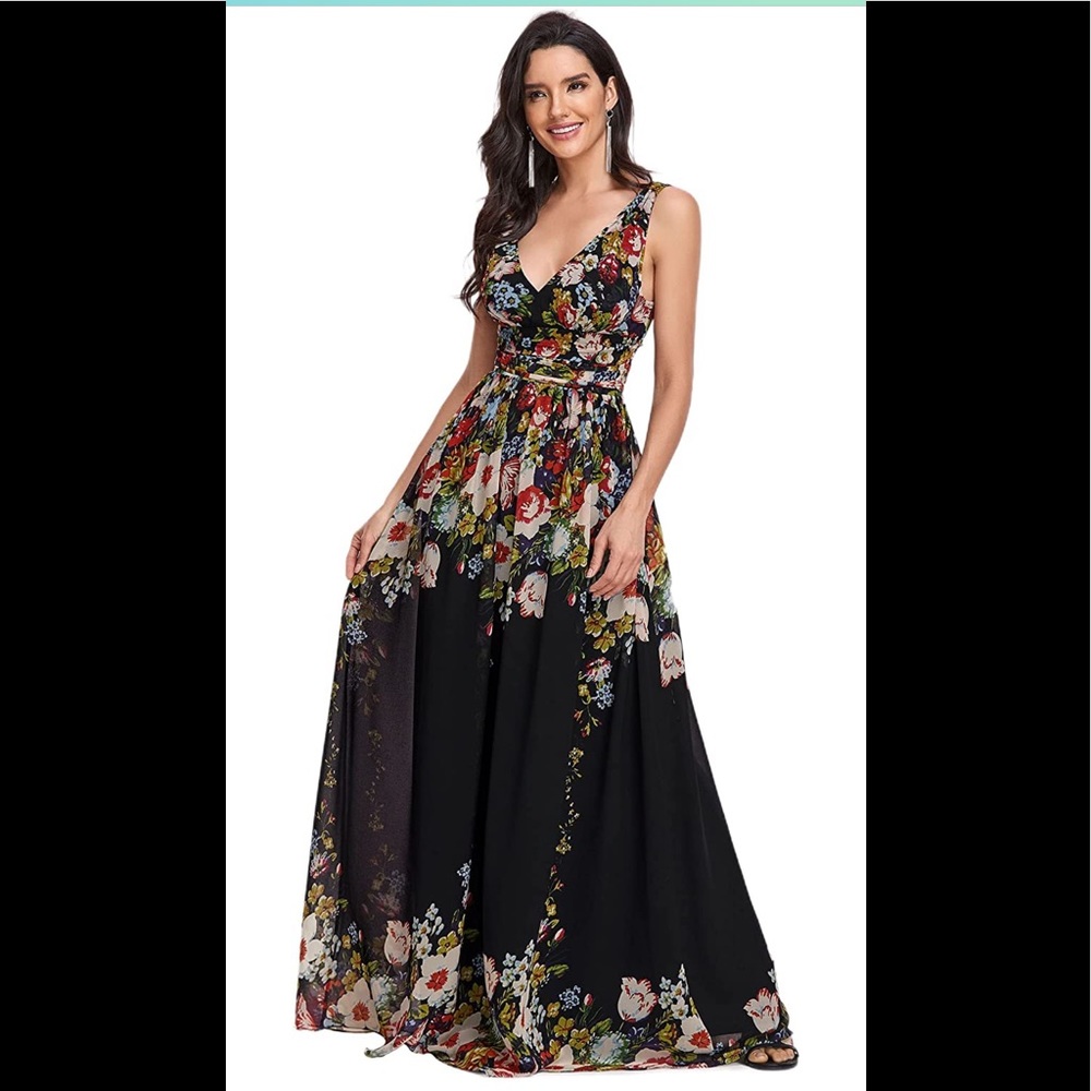 Ever-Pretty Womens Elegant Double V Neck Maxi Formal Party Dress. New